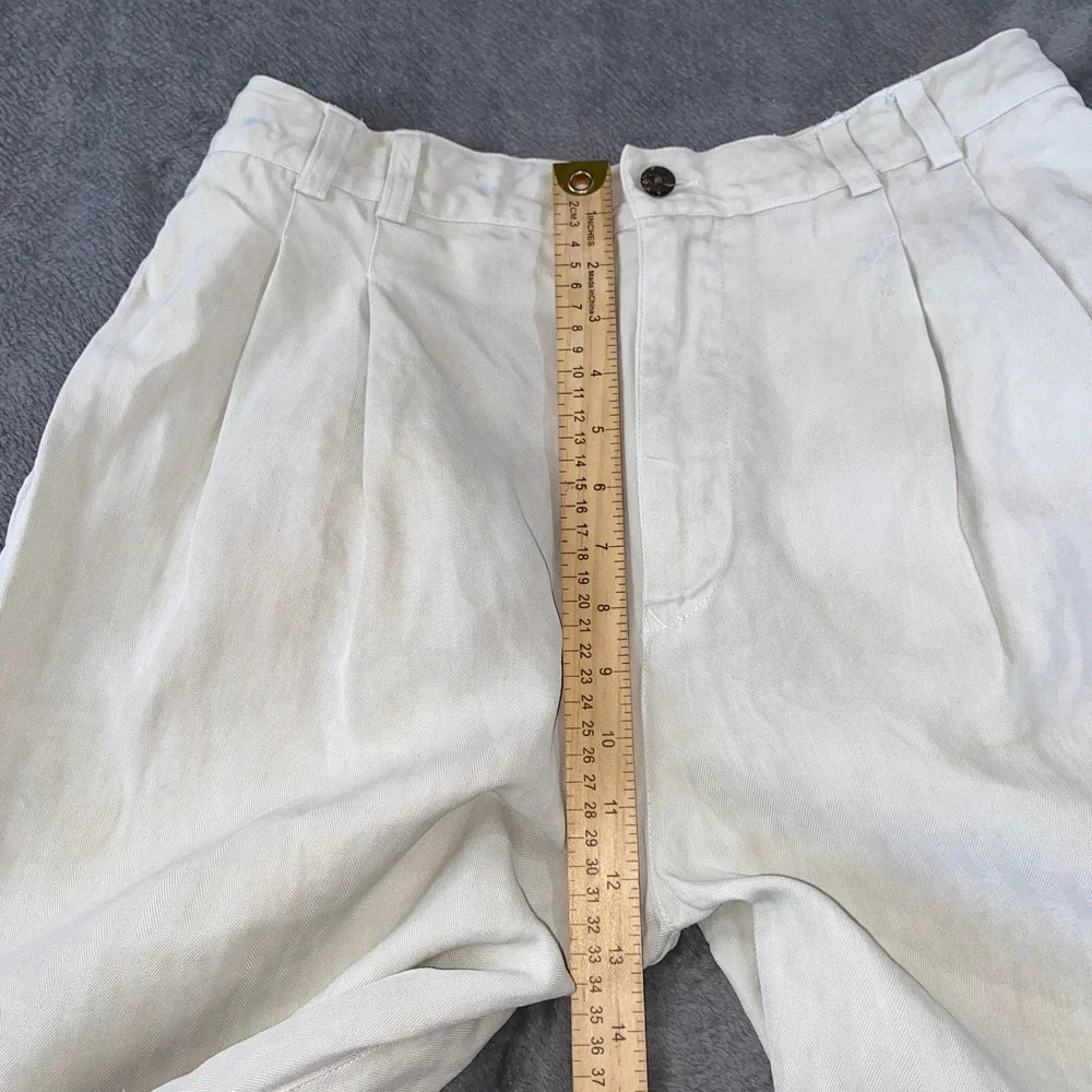 Tommy Bahama Pants Men 34 Cream Silk Relax Double Pleated Herringbone Trousers